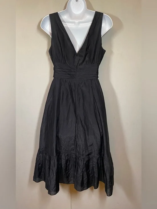 White House Black Market Black Sleeveless V-Neck Midi Dress - Picture 3 of 5